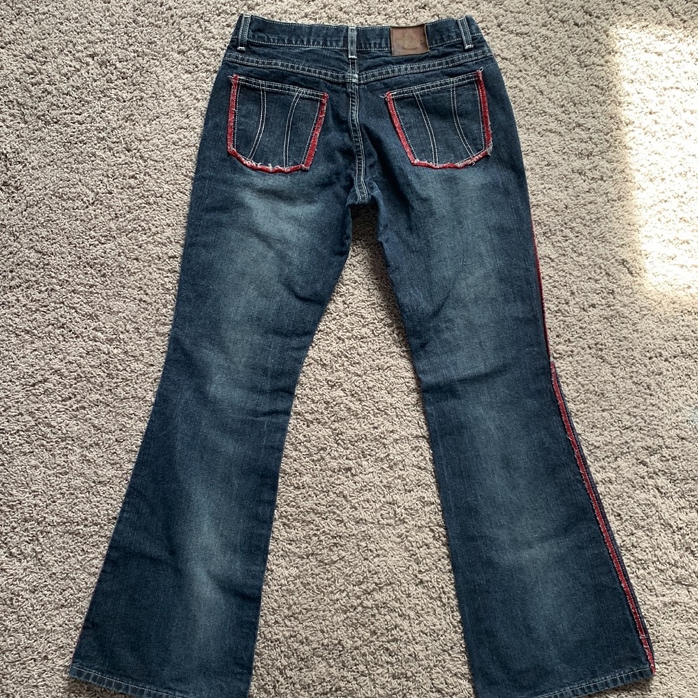 Lee Dungarees Hipster Red Stitch Flare Jeans